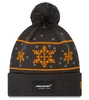 McLaren F1 Team New Era Snowflake Orange Bobble Knit Beanie Hat - Dark Grey