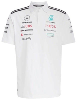 Koszulka polo Mercedes AMG Petronas F1 adidas 2025 - White