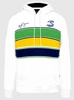 Ayrton Senna F1 Men's Stripe Pullover Hoodie - White