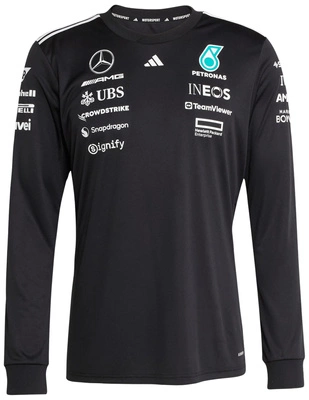 Mercedes AMG Petronas F1 adidas 2025 Men's Team Long Sleeve T-Shirt - Black