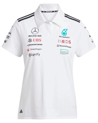 Koszulka polo damska Mercedes AMG Petronas F1 adidas 2025 - White