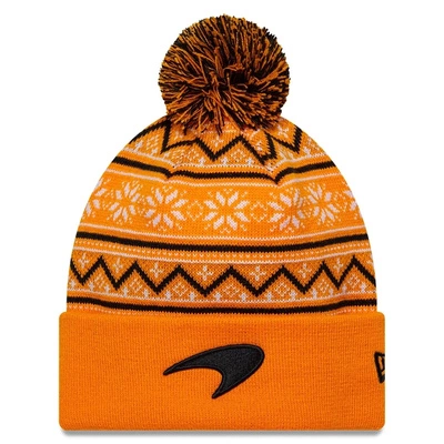 McLaren F1 Team New Era Xmas Cuff Beanie Hat - Orange