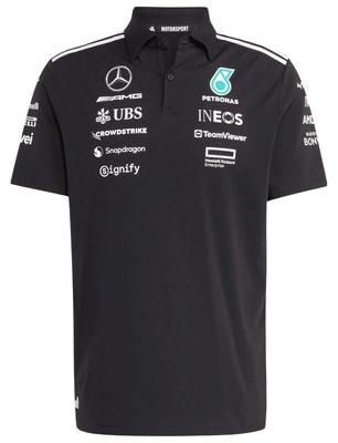 Mercedes AMG Petronas F1 adidas 2025 Men's Team Polo Shirt - Black
