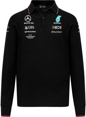 Mercedes AMG F1 Men's Knitted Long Sleeve Polo