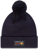 New Era Red Bull Racing Essential Bobble Knit Beanie Hat - Navy